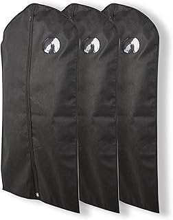 Pack of 3, 41 Inches Black Hanging Breathable Suit Garment Bags for Mens Closet,Jacket,Short Dress,Suit Travel, Protector ...