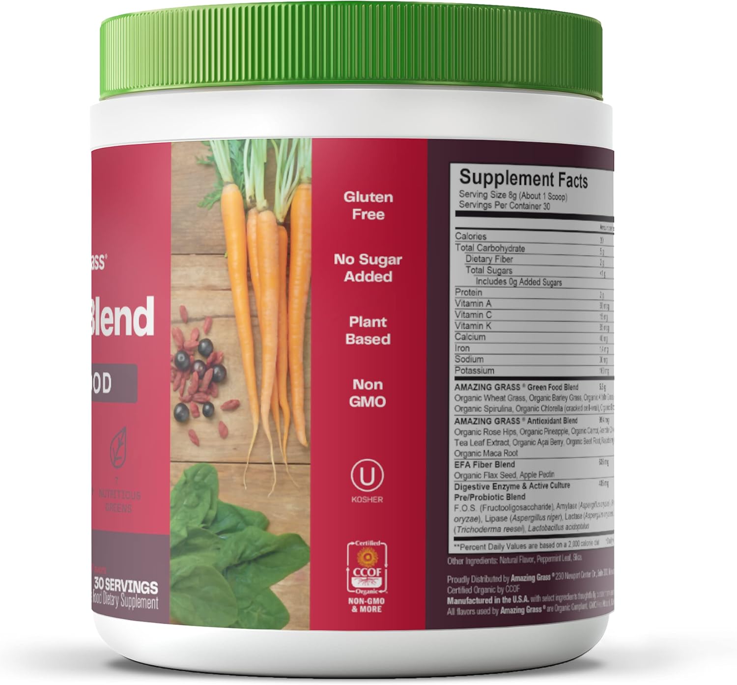 Amazing Grass Greens Blend Superfood: Super Greens Powder with Spirulina, Chlorella, Beet Root Powder, Digestive Enzymes & Probiotics, Berry, 30 Servings (Packaging May Vary) : John Son: Health & Household