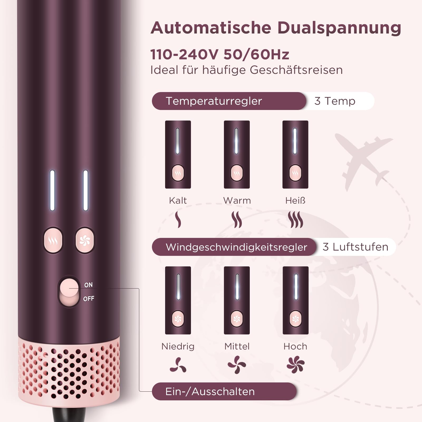PARWIN PRO BEAUTY MaxAIR 2.0 7 in 1 Airstyler Multi-Styler Set, Lockenstab, Föhn 110000 U/Min, Volumenbürste
