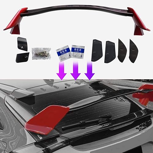 Miniatura 6 de ARCHAIC Alerón para Honda Civic Hatchback 2016-2021, alerón de tapa de maletero trasero FK4 FK7 FK8  Estilo EOS Type-R JDM ABS brillante, rojo