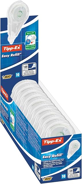 Tipp-Ex Correction Tape Easy Refill - Display Box of 10 - Size 14 m x 5 mm Size (Refills Only) for Instant Corrections, White