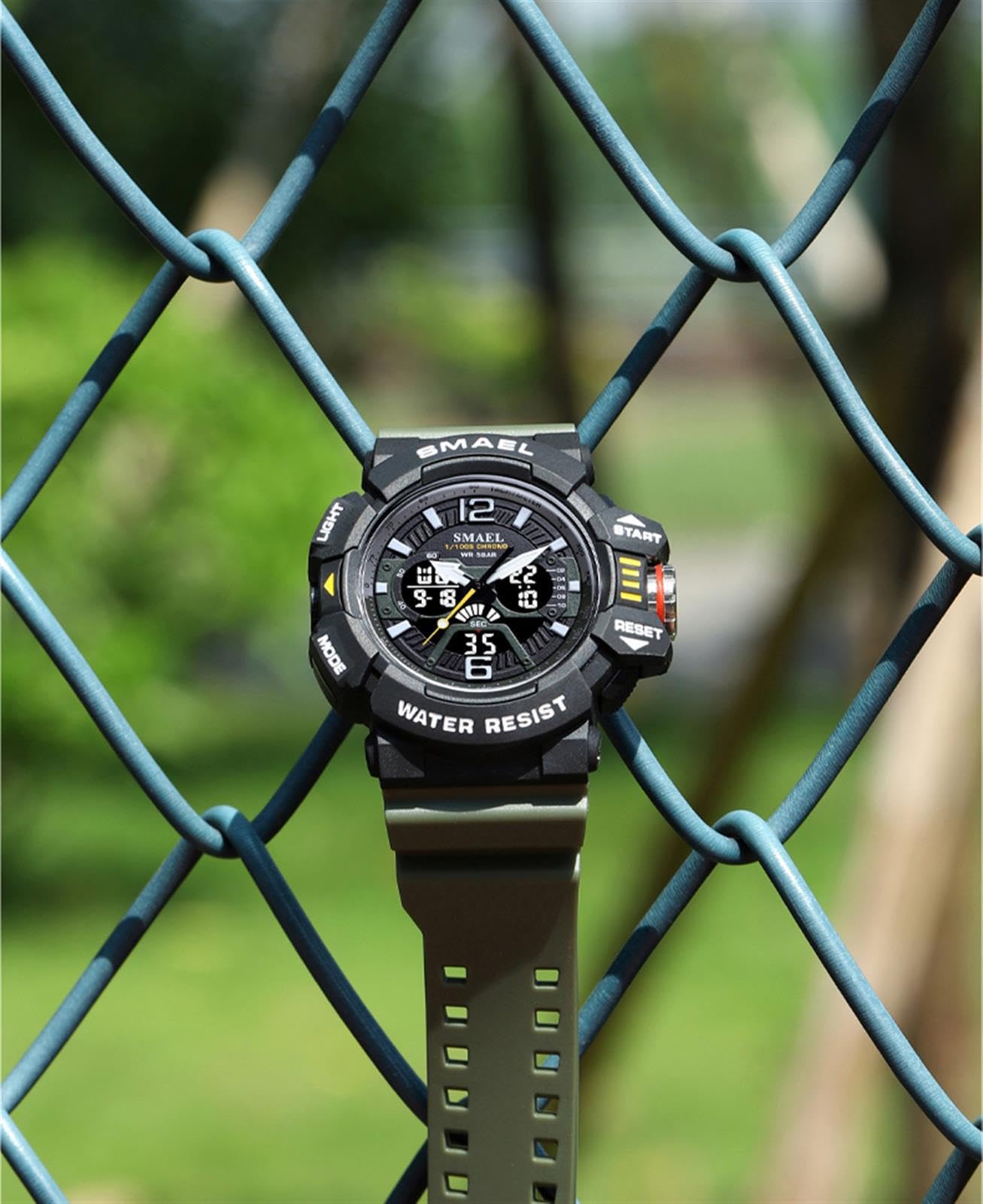 Sport Montre Bracelet Hommes Digital 50M Etanche LED Double Temps Analogique Quartz Mode Outdoor Militaire Tactique Montres Homme