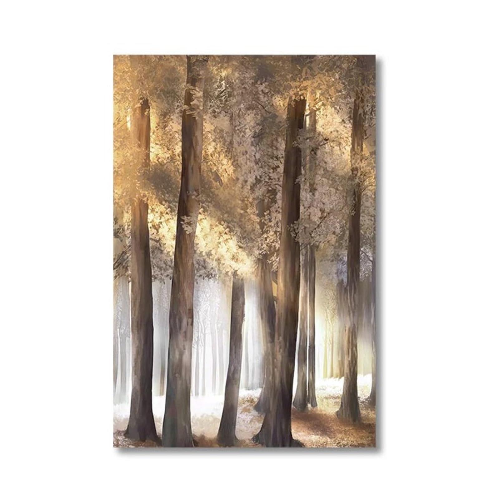 Tableau forêt et lumière dorée 21x30cm pour décoration murale de salon