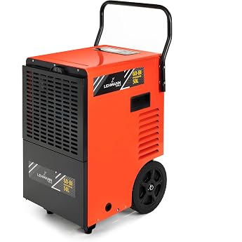 LEHMANN Professional Construction Dryer Dehumidifier Dehumidification Capacity 50 L/Day Area up to 120 m /300 m  Industrial Dehumidifier with Timer 7 L Large Water Container Suitable for Cellar and Large Rooms