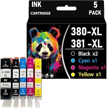 PGI380 CLI381 XL Compatible Ink Cartridge Replacement for Canon | PGI-380 CLI-381 XL for Canon PIXUS TR703 TR7530 R8530 TR8630 TS6130 TS6230 TS6330 TS7330 TS8130 TS8230 TS8330 TS8430 TR9530