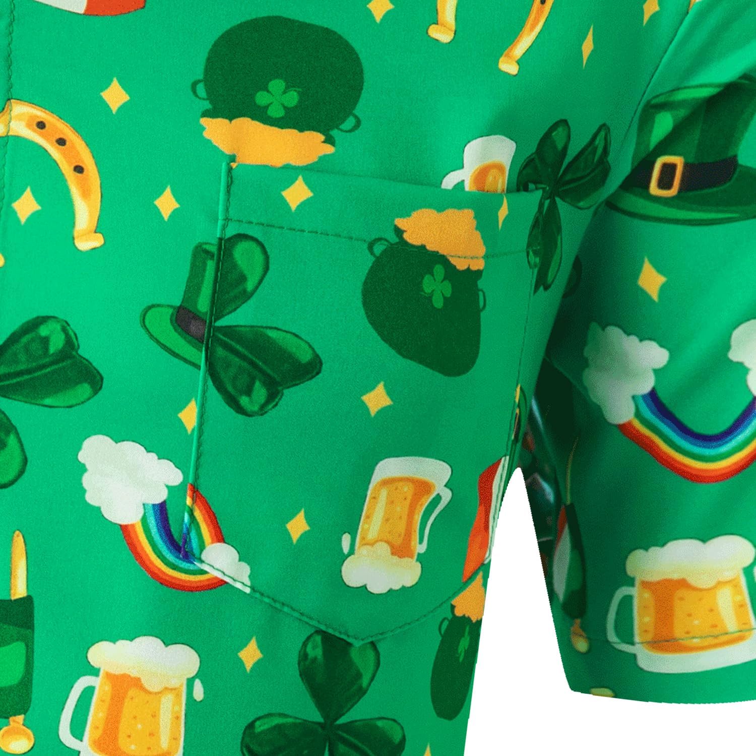St. Patrick's Day Irish Printed Shirt Casual Button Down Short Sleeves Hawaiian Shirts for Men