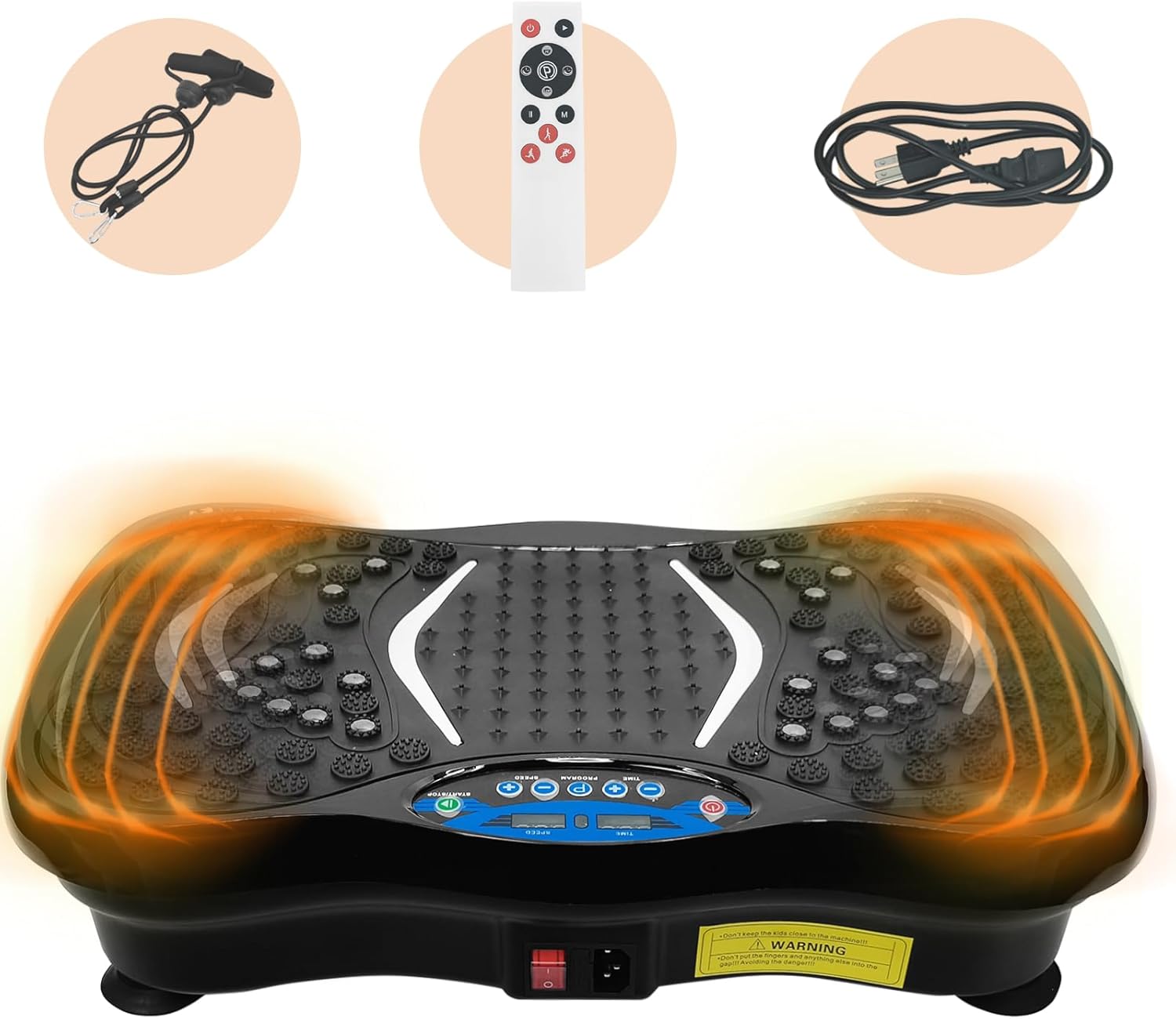 Vibration Plate Exercise Machine, Whole Body Workout Vibration Platform Lymphatic Drainage Machine for Weight Loss, Home Gym Vibration Platform with Resistance Band and Remote Control