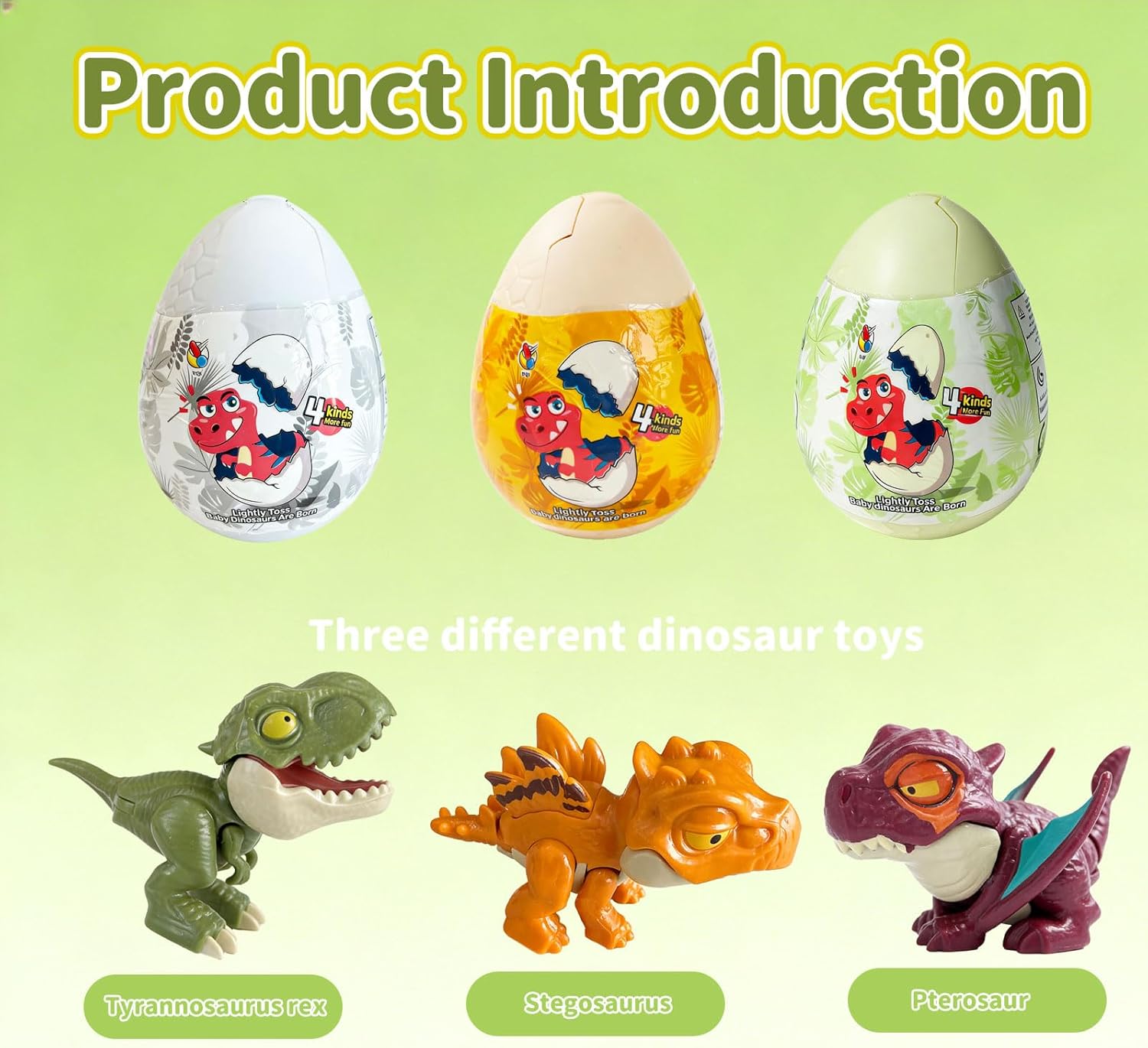 XDXM Dinosaur Egg Hatching Toy 3 Pack - Drop to Hatching Explosion Kit! Smash Open Thick Plastic Eggs for Easter, Christmas & Egg Hunts. Ultimate Party Favors, Classroom Prizes for Kids 3-10.