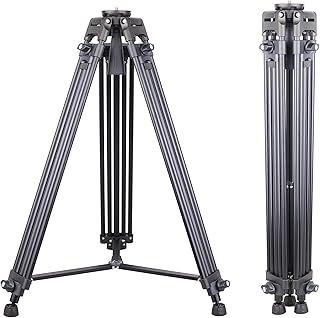 INNOREL VT80 Video Tripod System Tripod 188cm Professional Heavy Duty Aluminum Twin Tube Tripod Mid-Level Spreader Max Load 12KG DSLR Camcorder(VT80 Tripod Only)