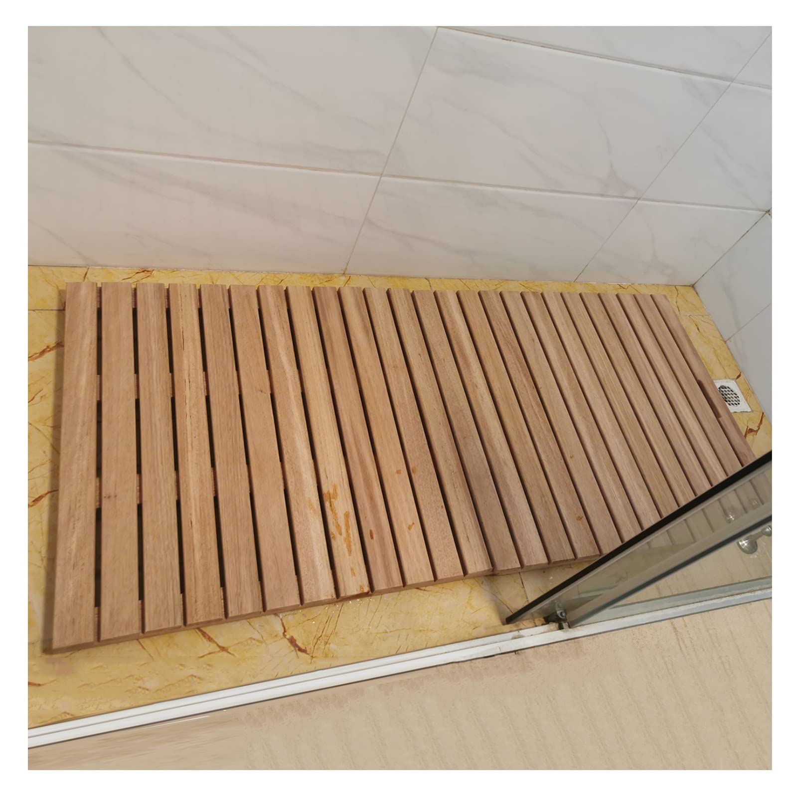 Badematte, rutschfeste Duschmatte, Badezimmermatte, natürliche Holz-Duschbadematte, rutschfeste, Hohle Sauna-Abtropffläche, wasserdichte Spleißwanne, Tierhandlung, Waschküchen-Bodenmatte, be