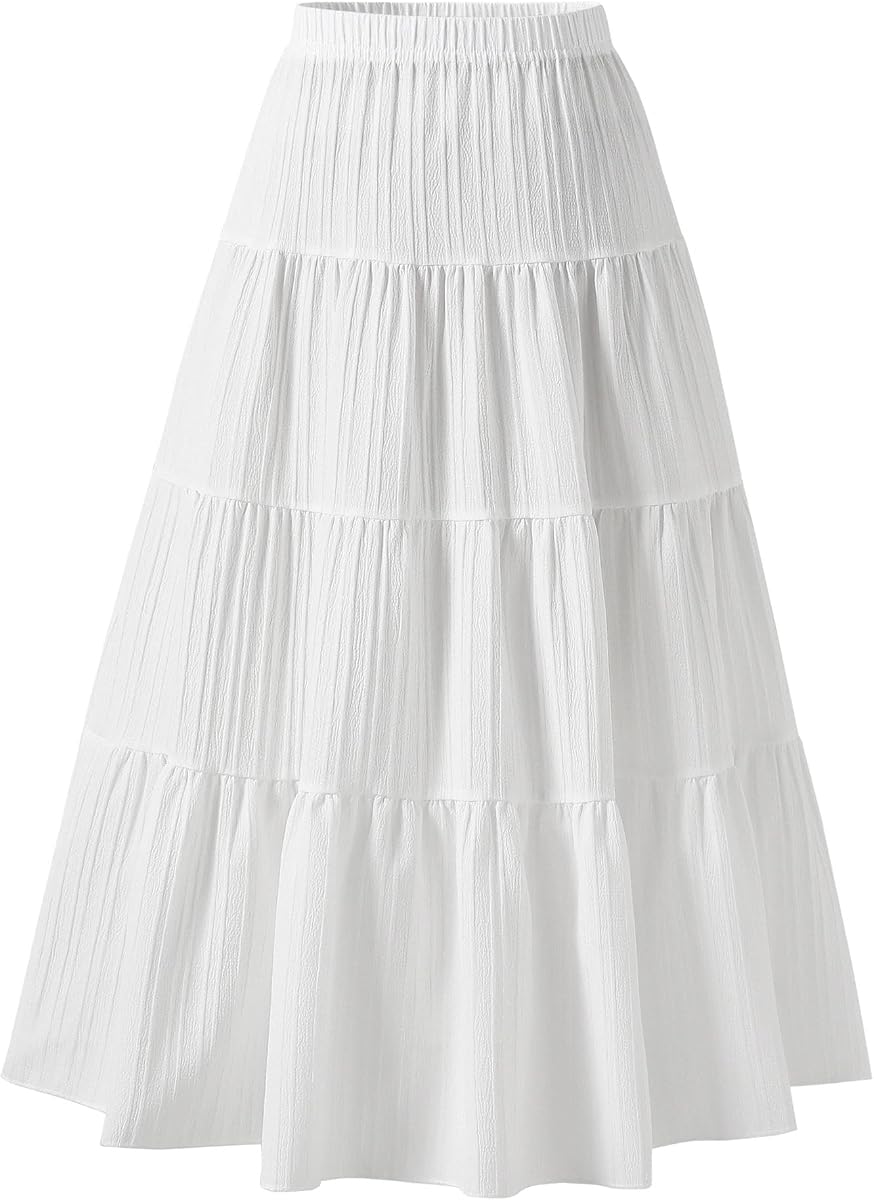Girls Tiered Maxi Skirt Boho Flowy Peasant Long Skirt for Kid 7-14