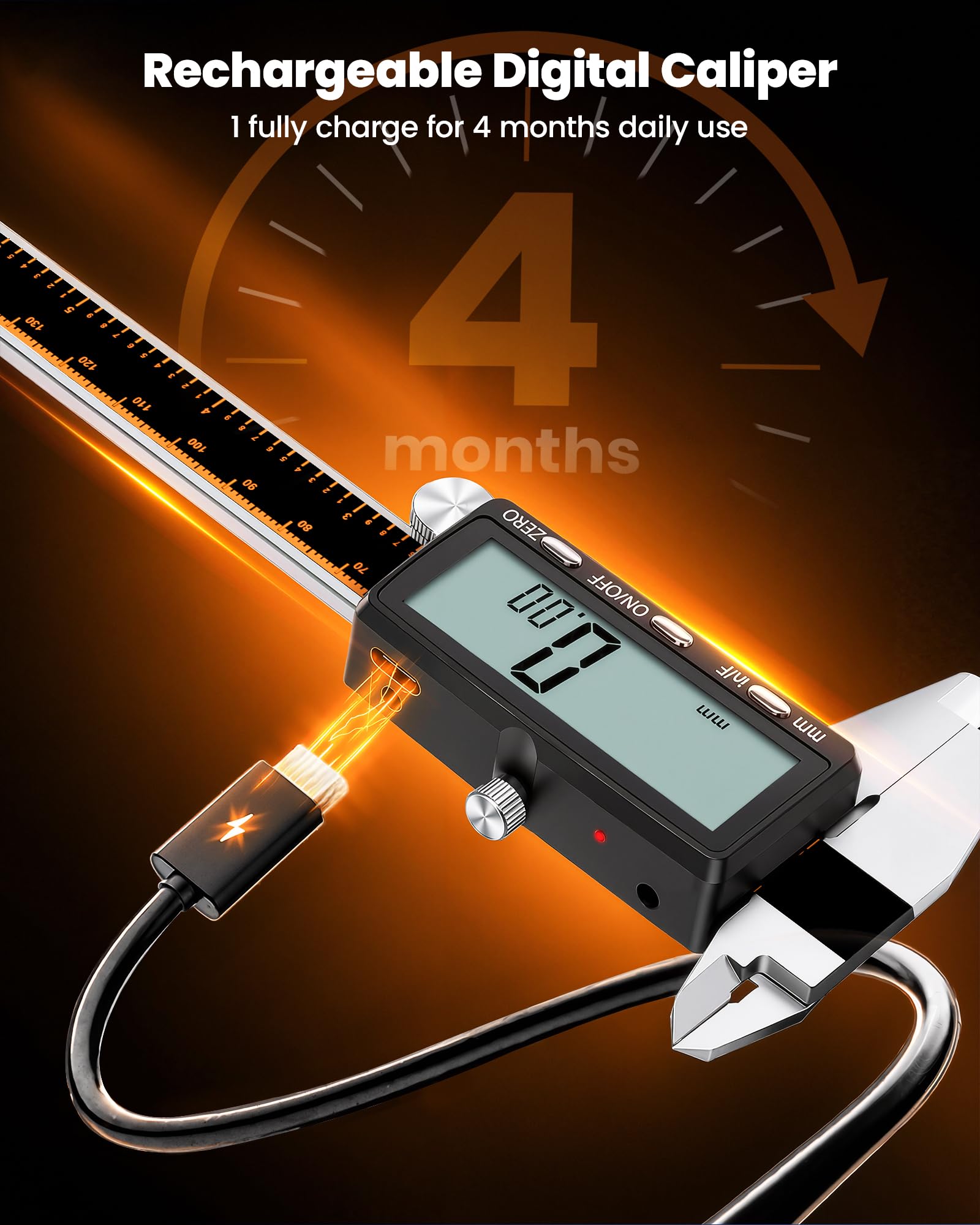 HARDELL Digital Caliper - Rechargeable & Accurate -2