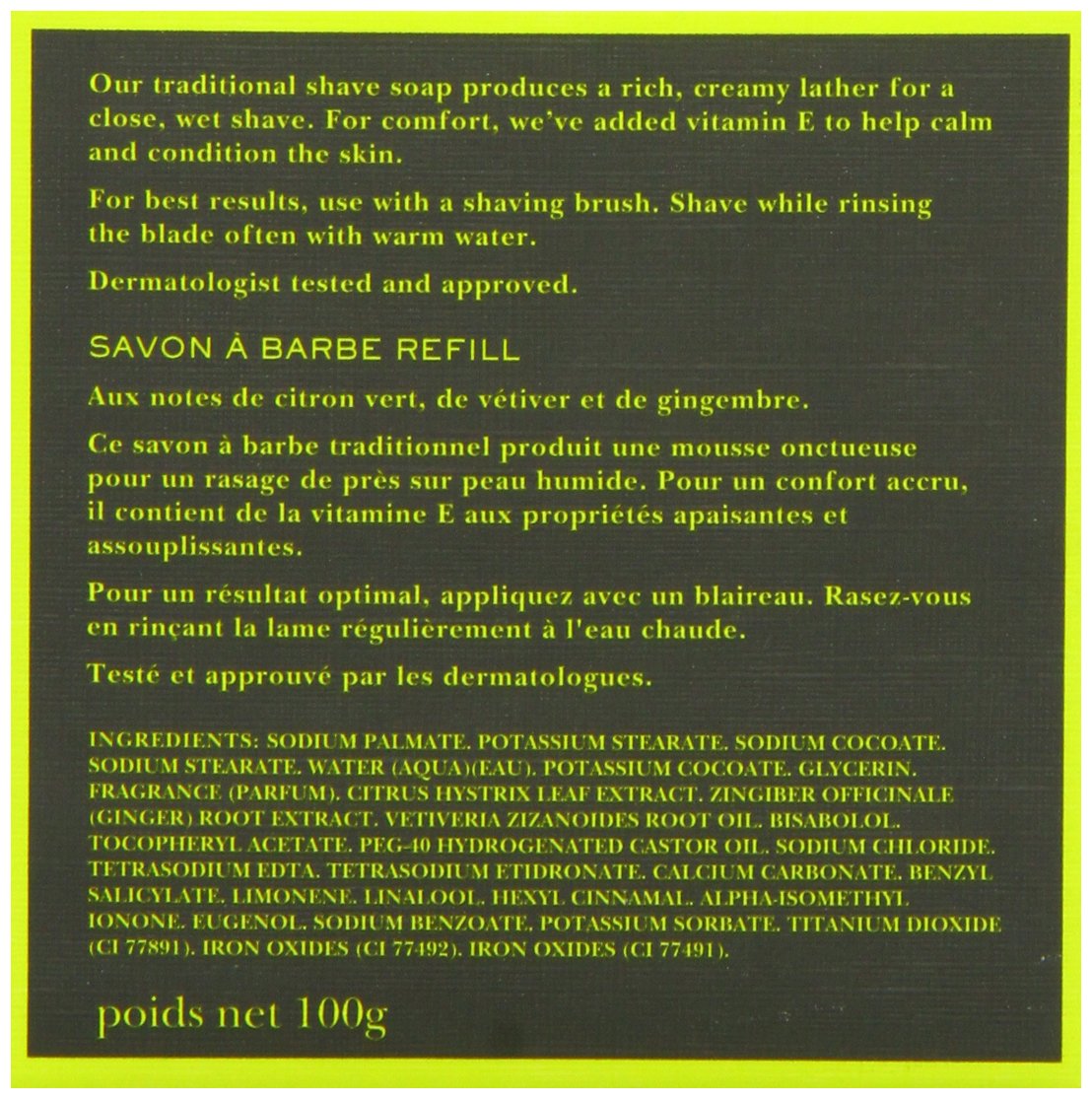 Crabtree & Evelyn Shave Soap Refill, West Indian Lime, 3.5 oz