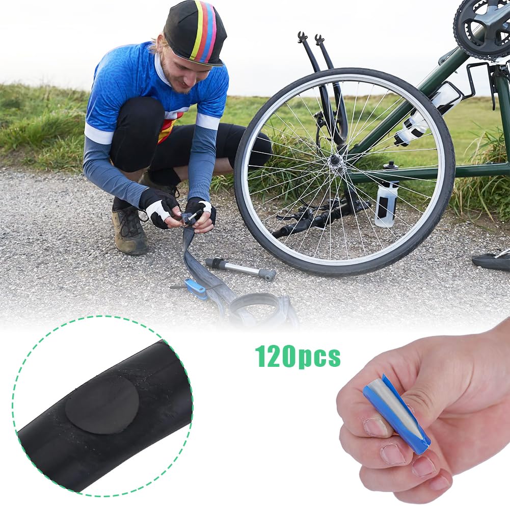 Parches de Reparación de Neumáticos 43mm en Frío 120 Pzas | Accesorios de Reparación Rápida con Parches de Goma para Tubo Interior de Coche Bicicleta y Moto