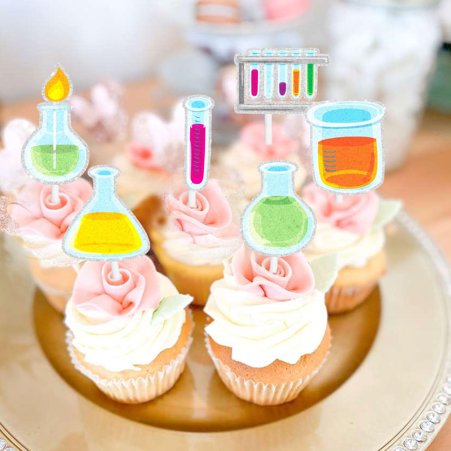 Cupcake-Deko Labor-Motiv – 18-teiliges Set Für Chemie-Party, Wissenschaftler-Thema