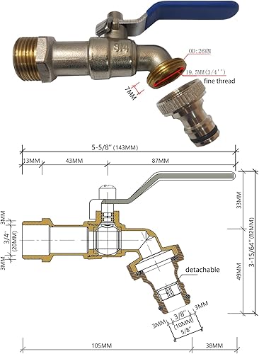 Miniatura 4 de Grifo de tambor de 2 "Grifo de barril de acero inoxidable con junta EPDM y salida de 3/4 pulgadas para tambor de 55 galones