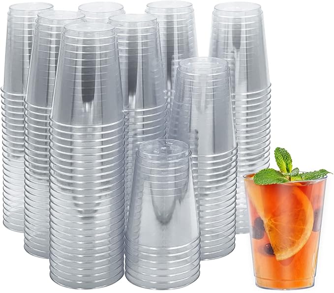 WHISC Disposable Clear Party Cups [Pack of 200] 10oz Bulk