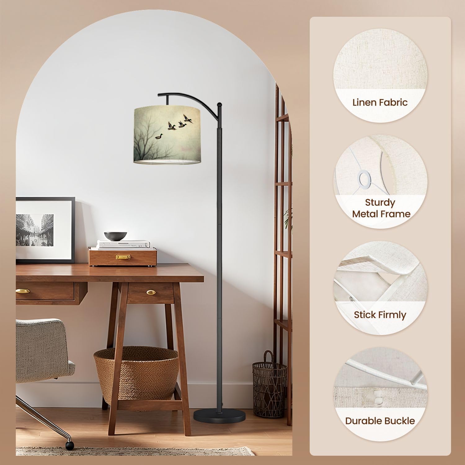 Lamp Shades Set of 2, Flight mallard ducks Lamp Shades For Table Lamps Floor Lampshade Light Cover Large Fabric Easy Assembly Replacement Lampshades