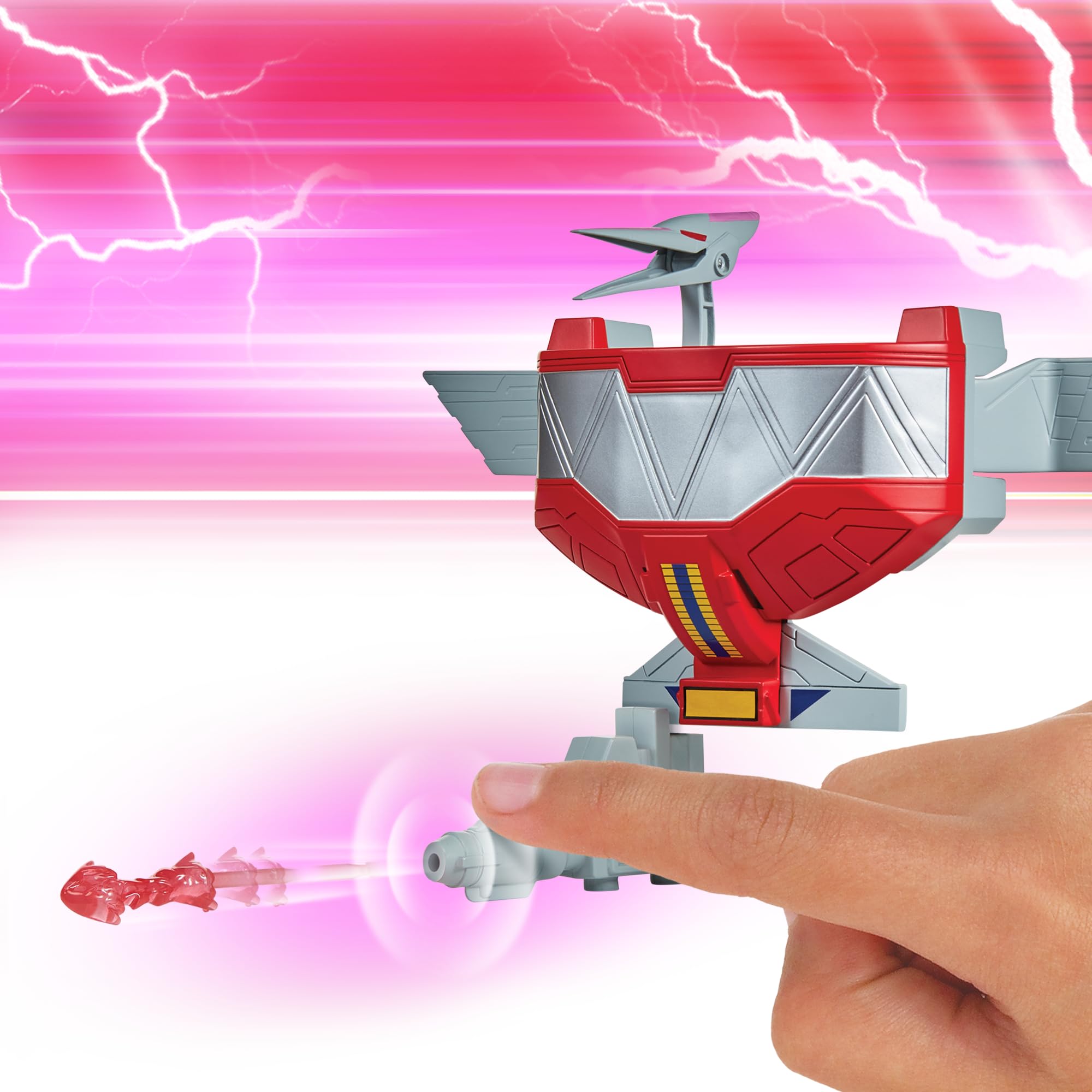 Power Rangers - Collection Megazord, Zords articulé combinable, Figurine, 20 cm, Modèle Pterodactyl Dinozord, pour Les Enfants dès 4 Ans, PWG053, Gris