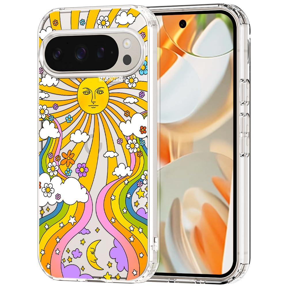 MOSNOVO Case for Google Pixel 9 & Pixel 9 Pro, [Buffertech 6.6ft Military-Grade Drop Protection] [Anti Peel Off Tech] Clear TPU Bumper Phone Case Cover Design - Great Wave — view 132