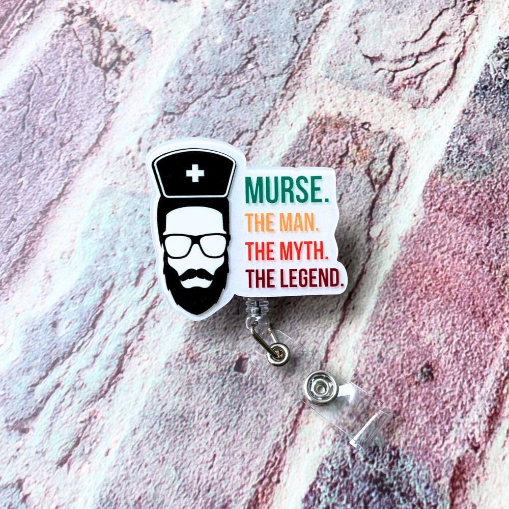 Murse Badge Reel Male Men Nurse Badge Reel ID Retractable Holder Alligator Clip Lanyard Nursing Nurses Reels Gift Funny Doctor Students Graduation Appreciation Supplies Week Accessories Office Gifts image 3