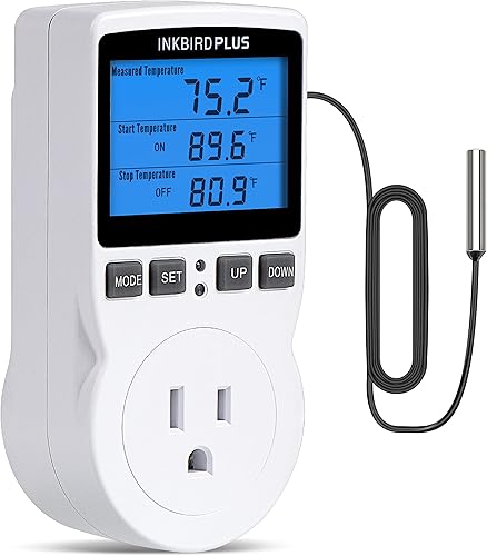 INKBIRDPLUS Controlador de temperatura del termostato de la estera del calor 1800W 120v 15A F y C Control de enfriamiento de calefacción