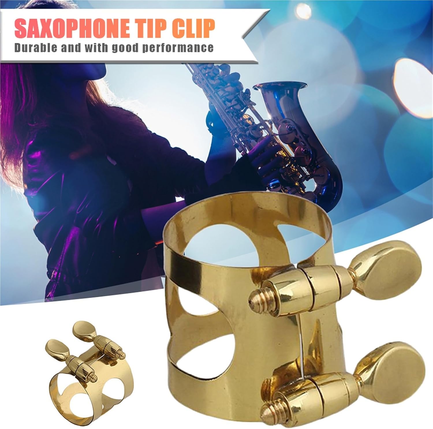 Saxophone Ligature 4Pcs Mouthpiece Clamp Alto Ligature Sax Metal Mouthpiece Pipe Clip for Saxophone Rubber Mouthpiece