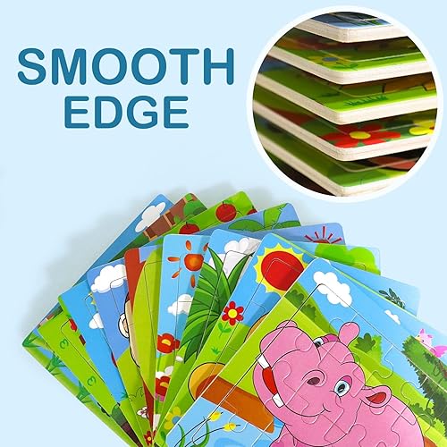 Miniatura 4 de Rompecabezas para niños de 3 a 5 años, paquete de 9 rompecabezas de madera para niños pequeños de 3 a 5 años, 16 piezas, juguetes educativos de