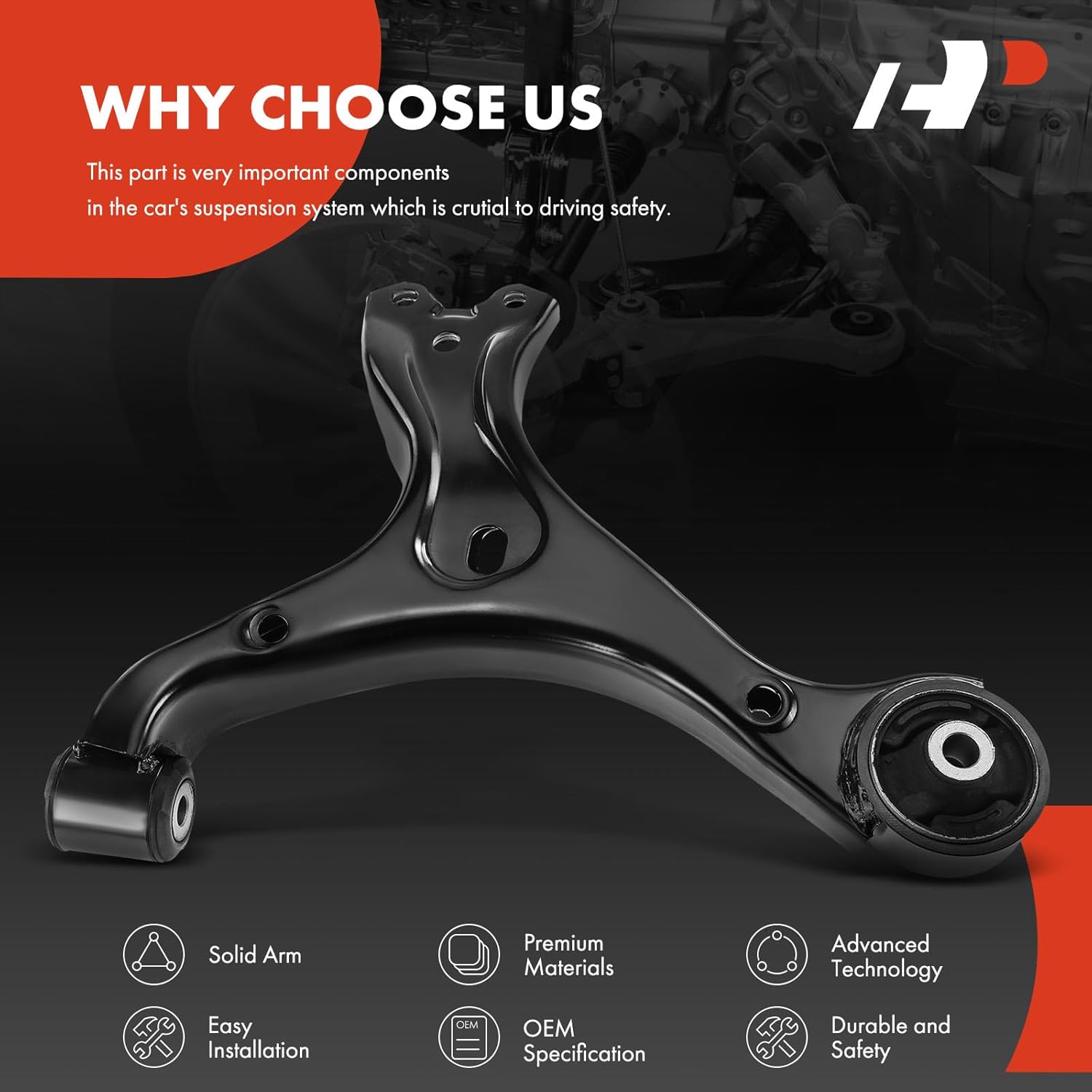 A-Premium Front Left Lower Control Arm, with Bushing, Compatible with Honda Civic 2013-2015, Acura ILX 2013-2015