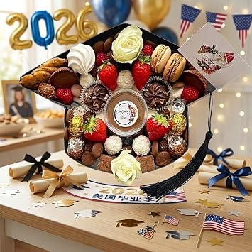 WENPACK 15 Fillable Cardboard Grad Cap Shaped Gift 2026 Graduation Grazing Charcuterie Board Paper Container (GRAD CAP)