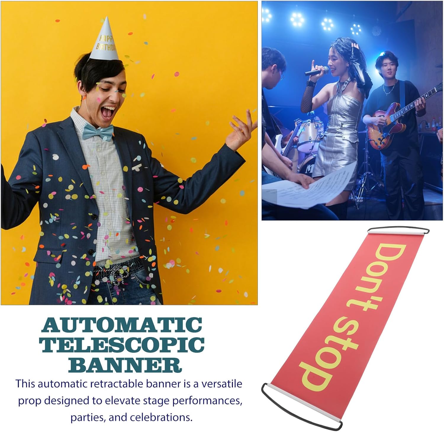 Wakauto Automatic Retractable Cheer Banner Portable Applause Sign for Birthday Celebrations Party Decorations and Interactive Event Props image 3