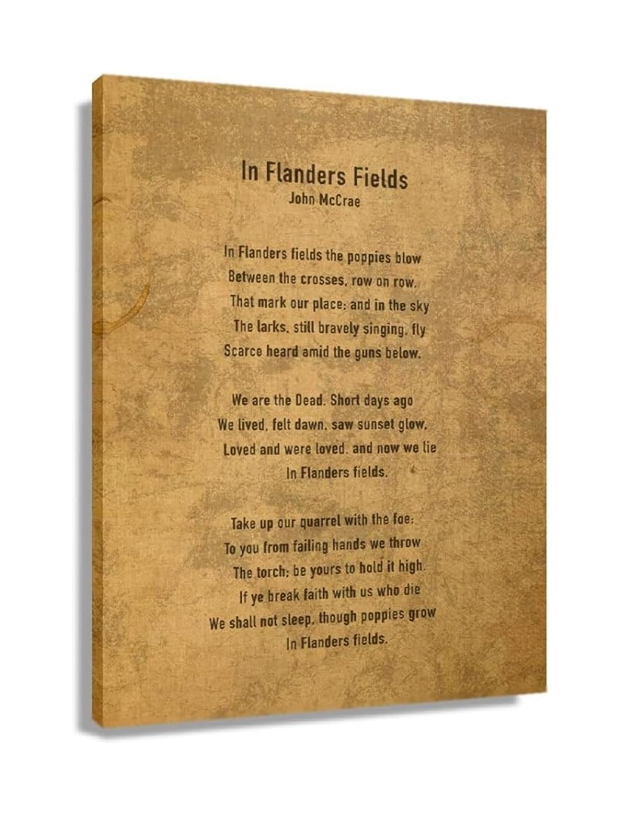 MDBJTCYZN In Flanders Fields Art Print, Memorial Day and Veterans Day Wall Decor, Patriotic Poem for Home Office or School Display(Unframed,12X18inch(30X45cm))