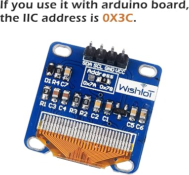 2PCS 0.96 inch OLED IIC Dispaly Bboard Module 12864 128x64 Pixel Mini Self-Luminous OLED Screen for Arduino ESP32 (White+Blue)