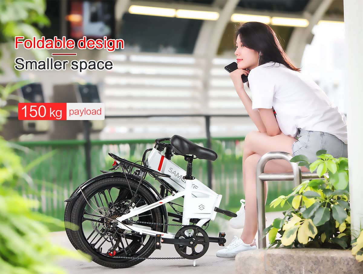 SAMEBIKE Bicicleta Eléctrica Adultos, 20'’ E-Bike con pedaleo asistido Batería 36V 13AH Bici Eléctricas de Montaña con Marco Frontal y Soporte para teléfono