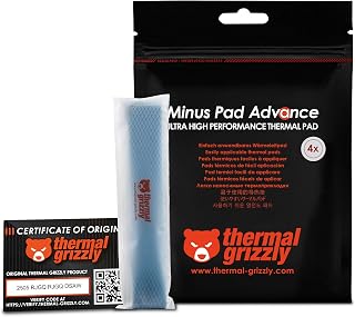 Thermal Grizzly Minus Pad Advance - 120x20x0.5mm 4-Pack Thermal Interface Pad, Electrically Non-Conductive, High Thermal Conductivity & Compressibility for SSDs, GPUs & Electronics