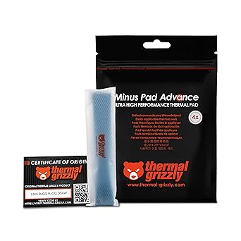 Thermal Grizzly Minus Pad Advance - 120x20x1.5mm 4-Pack Thermal Interface Pad, Electrically Non-Conductive, High Thermal Conductivity & Compressibility for SSDs, GPUs & Electronics