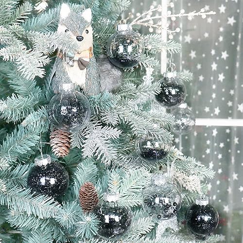Miniatura 9 de Juego de adornos de Navidad de 2.76 pulgadas, 30 piezas inastillables decorativas colgantes con relleno delicado, bolas de árbol de Navidad