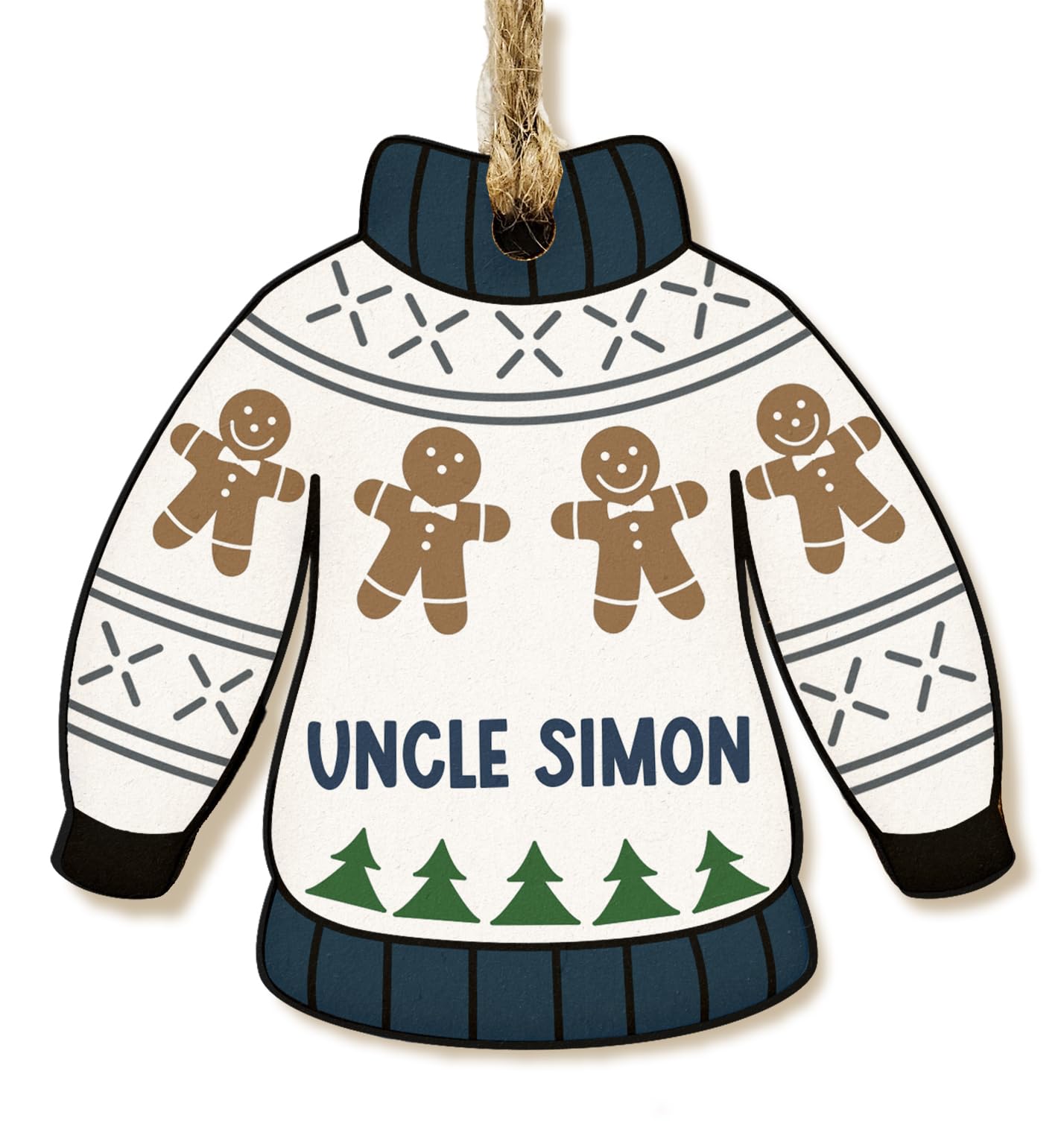 The Plum Penguin Personalised Novelty Christmas Jumper Bauble Festive MDF Ornament with Custom Name Choice of Xmas Pattern (Blue Gingerbread Men)