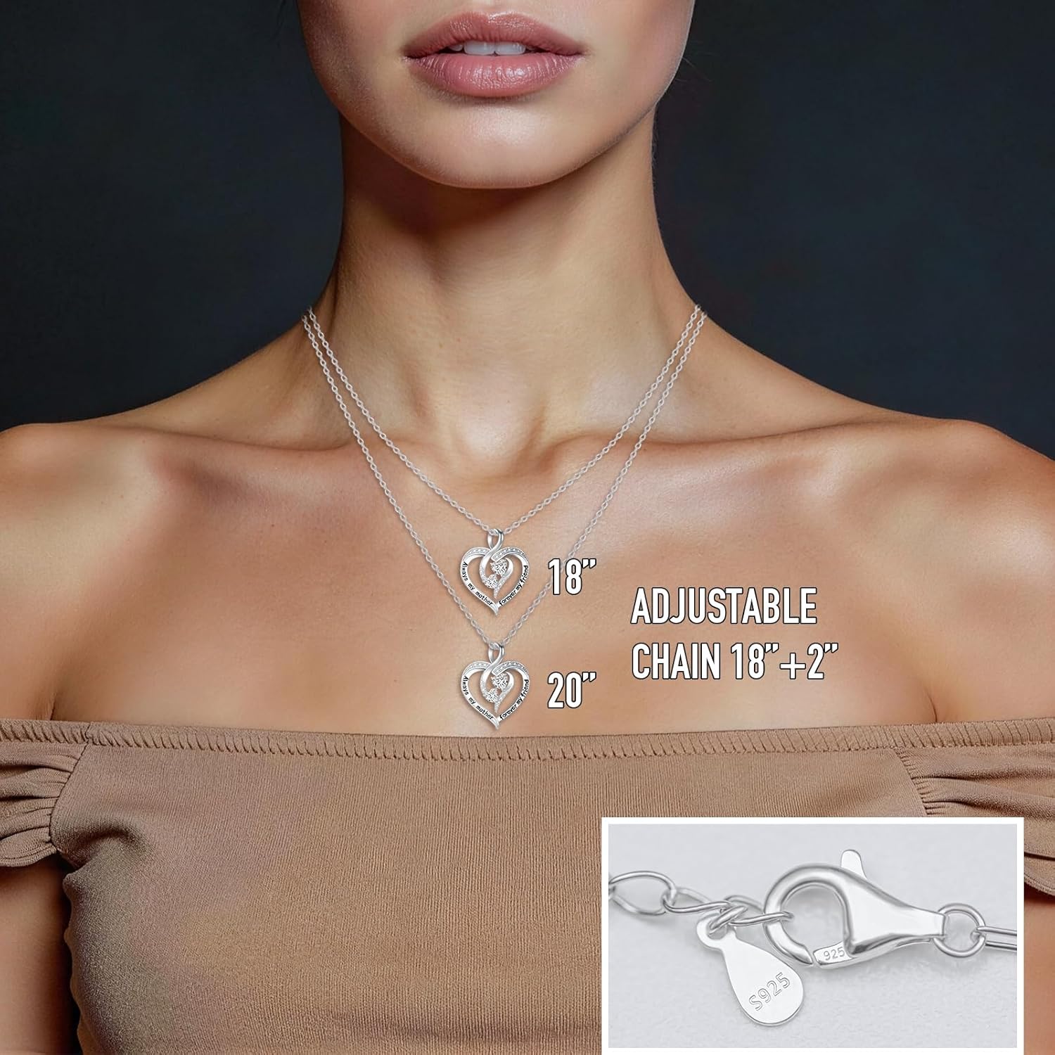 Mothers Day Gift infinity Love Heart Sterling Silver Pendant Necklace for Women Mothers Grandmother Birthday Gifts - Image 4