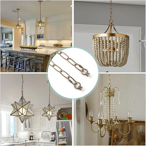 Miniatura 3 de Giluta Cadena de lámpara colgante de bronce antiguo, resistente de 15 pies, extensión colgante para cesta de frutas, farol, plantas, soporta hasta