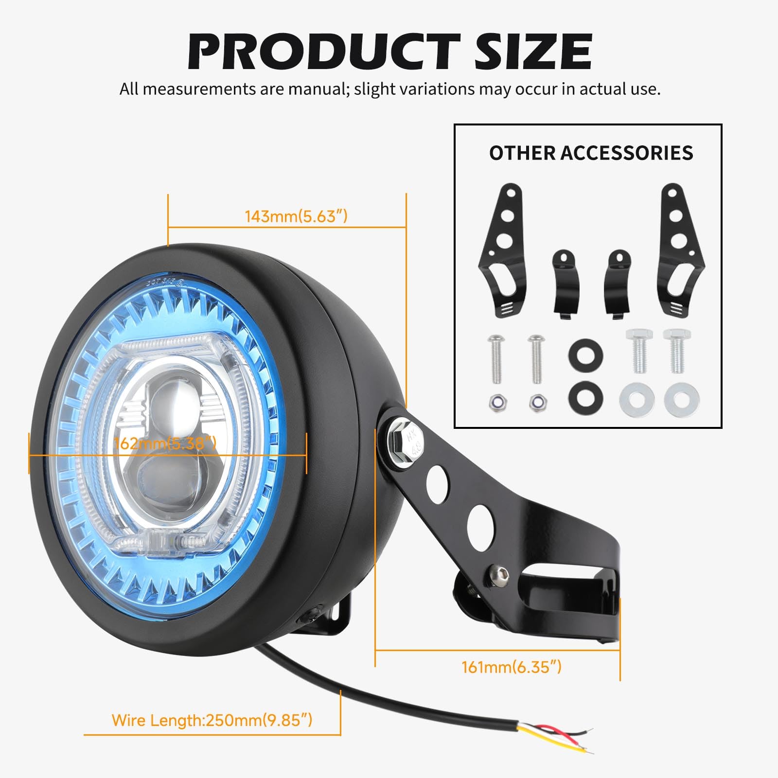 DREAMIZER 5,75 Zoll Motorrad Scheinwerfer-LED mit Halterungen, Universelles Wasserdichtes Motorrad Scheinwerferlicht Kompatibel mit Harley Yamaha Honda Cafe Racer Bobber Chopper