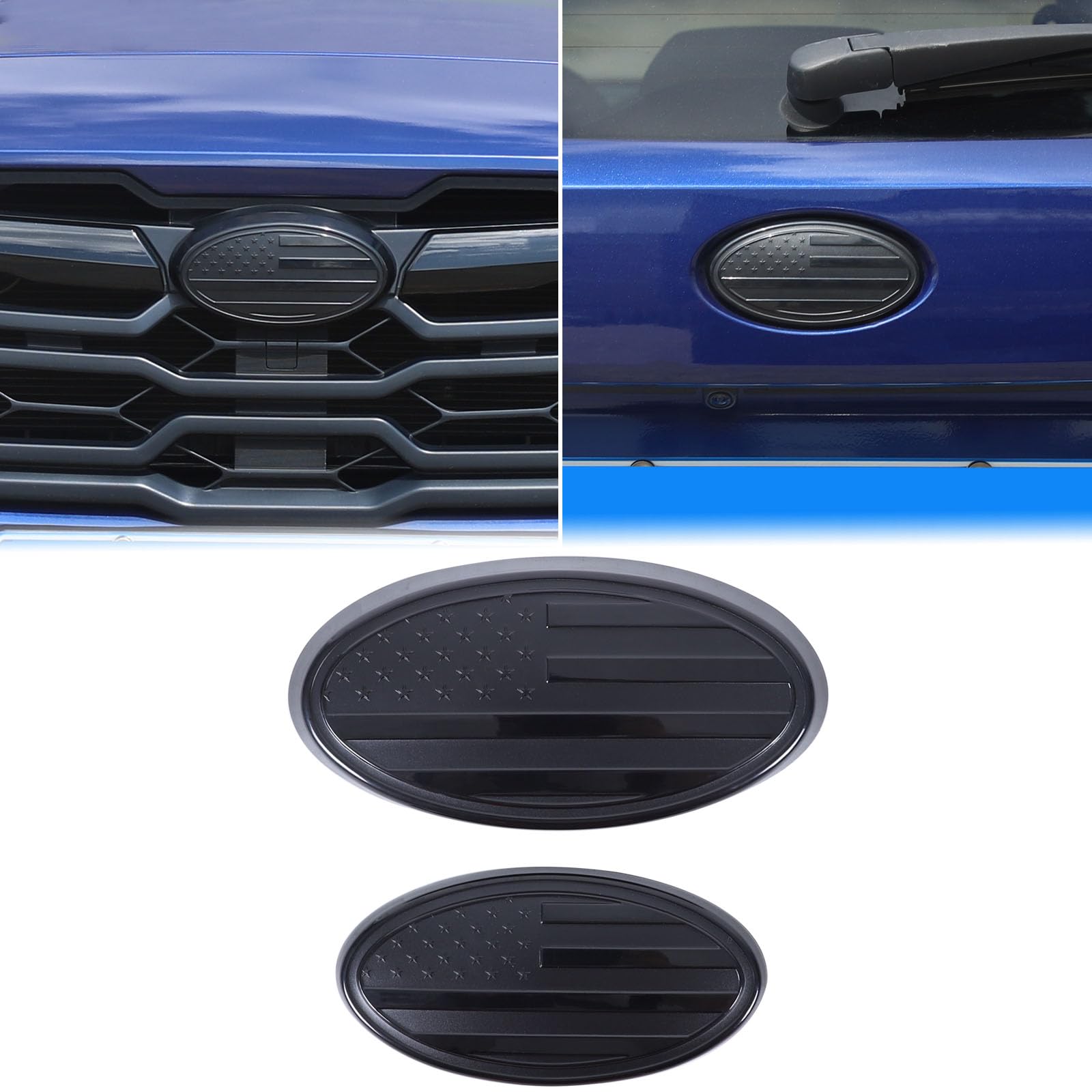 Aunginsy Front Rear Tailgate Emblem Trim Cover Compatible with Subaru Crosstrek 2024 2025 Rear Trunk Emblem Badge Logo Cover Front Hood Grille Circle