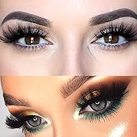 Vista 2 de DAODER Pestañas postizas de 0.98 pulgadas (0.984 in), pestañas largas de visón 8D, pestañas de visón de volumen dramático para mujeres, paquete de 7