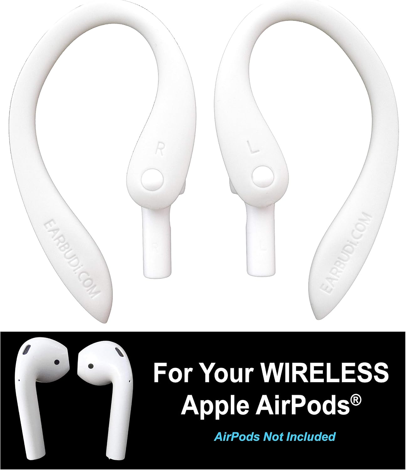 EARBUDi Earhooks Compatible with Apple AirPods | White