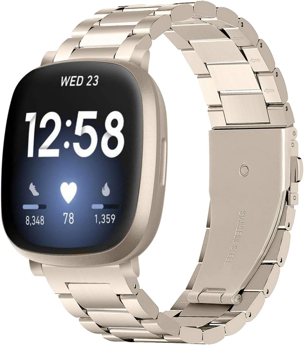 Stainless Steel Band Compatible with Fitbit Versa 4 / Fitbit Sense 2 / Fitbit Versa 3 / Fitbit Sense, Adjustable Metal Watch Bands Bracelets，Wristband Replacement for Women Men
