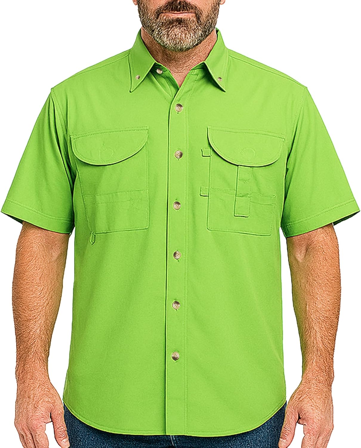 Men's Short Sleeve Fishing Button Down Shirt, Breathable Outdoors Casual Lightweight Shirt