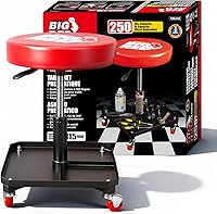 Vista 1 de Big RED Taburete mecánico rodante con bandeja de herramientas, asiento de garaje neumático, altura ajustable de 17 a 22 pulgadas, silla de taller