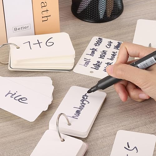 Miniatura 3 de Tarjetas de índice súper pesadas, tarjetas de notas en blanco, 2 x 3 pulgadas, 800 unidades, tarjetas flash sin rayas, 10 anillos de metal