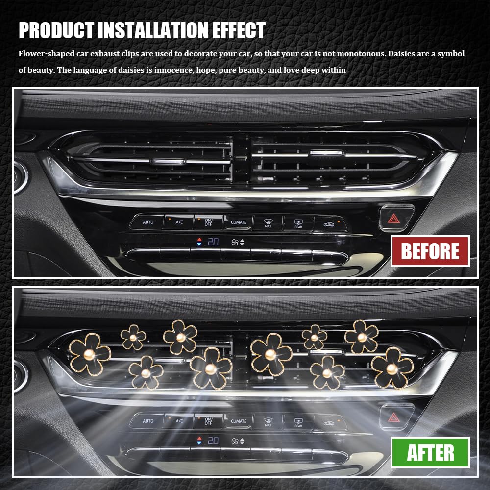 8 clip per bocchetta dell'aria a forma di margherita, clip per deodorante per auto, clip per presa d'aria condizionata dell'auto, accessori decorativi per auto, per donne e ragazze