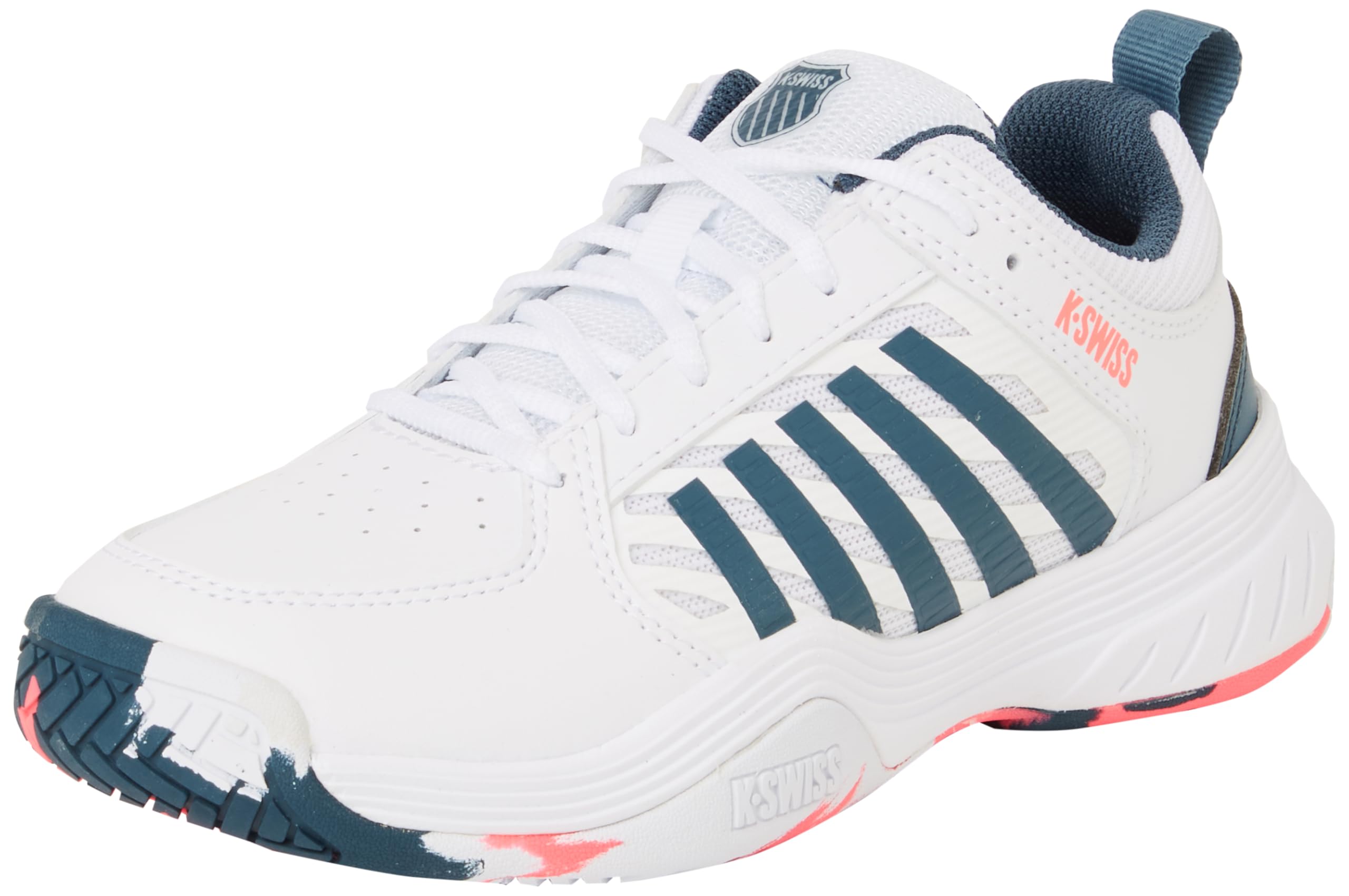 K-Swiss Court Express 2, Tenis Shoe, White Stargazer Neon Blaze, 32.5 EU